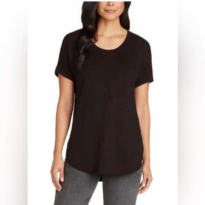 🆕 matty m French Terry Roll Cuff Tee Classic Black Women's Top Size Medium